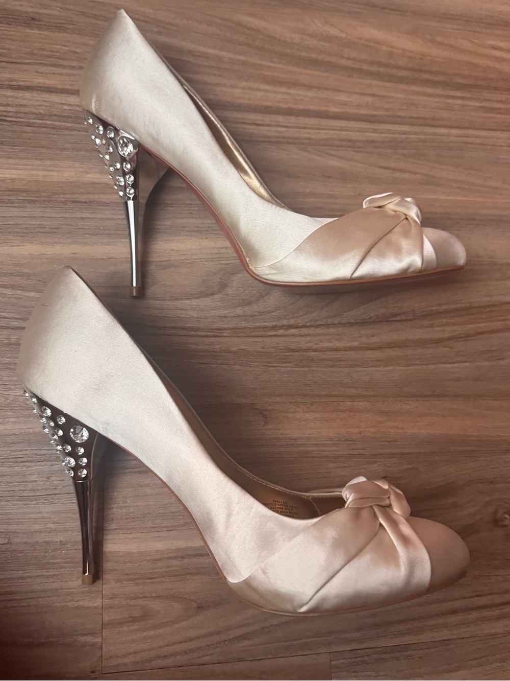 Paris Hilton Women's Satin Peep-Toe Heels in Champagne